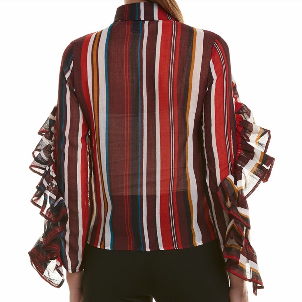 NWT. GRACIA Multi Color Ruffle Top - Picture 2 of 8